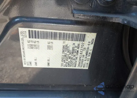 2012 Nissan Maxima 3.5 Sv z USA, uszkodzony, nr VIN 1N4AA5AP4CC822707